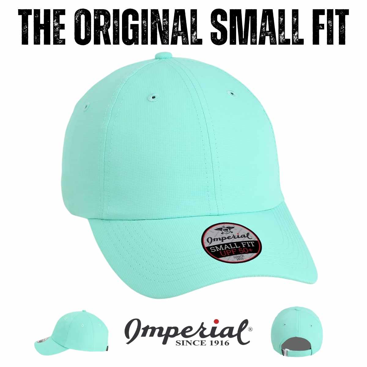 Custom Imperial L210P Small Fit Cap | Low - Profile Performance Hat - Aqua - The Luua Company