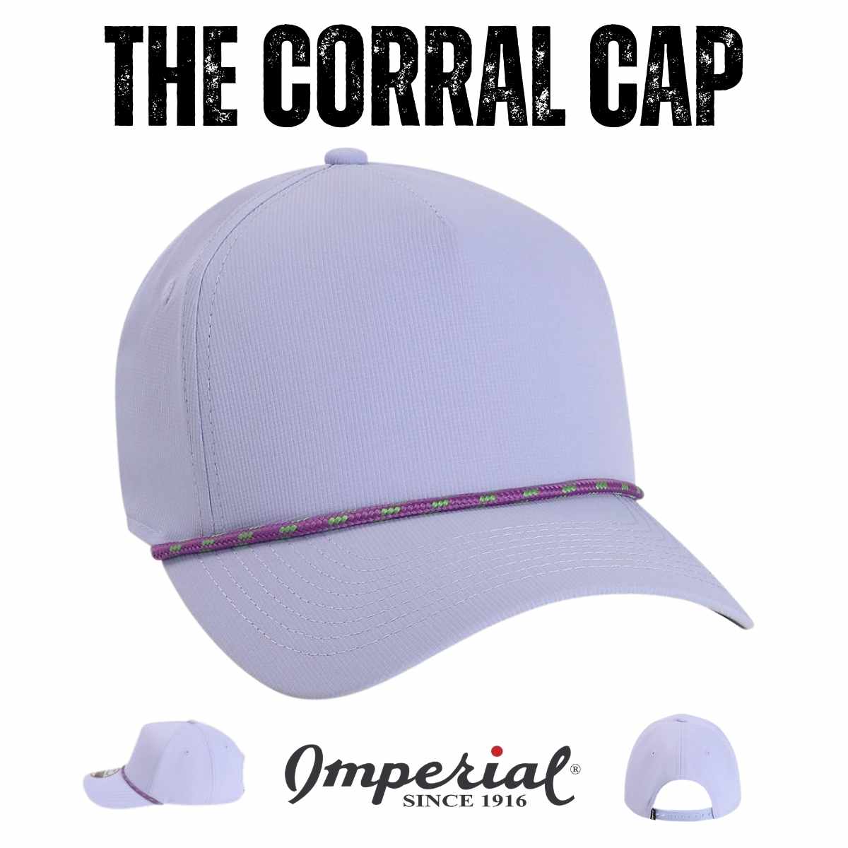 Custom Imperial L5059 The Corral Cap | 5 Panel Fit Rope Hat - Aqua - The Luua Company