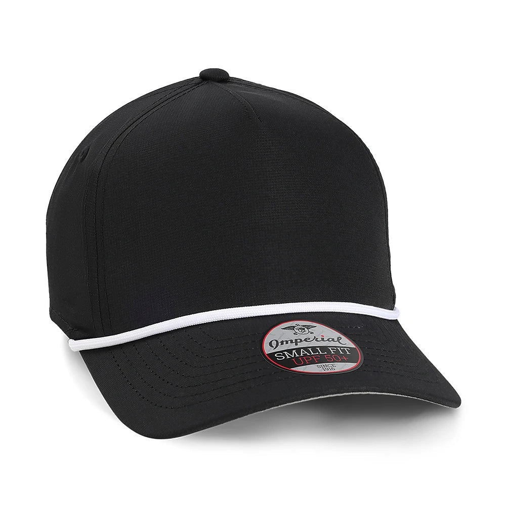 Custom Imperial L5059 The Corral Cap | 5 Panel Fit Rope Hat - Black/ White - The Luua Company
