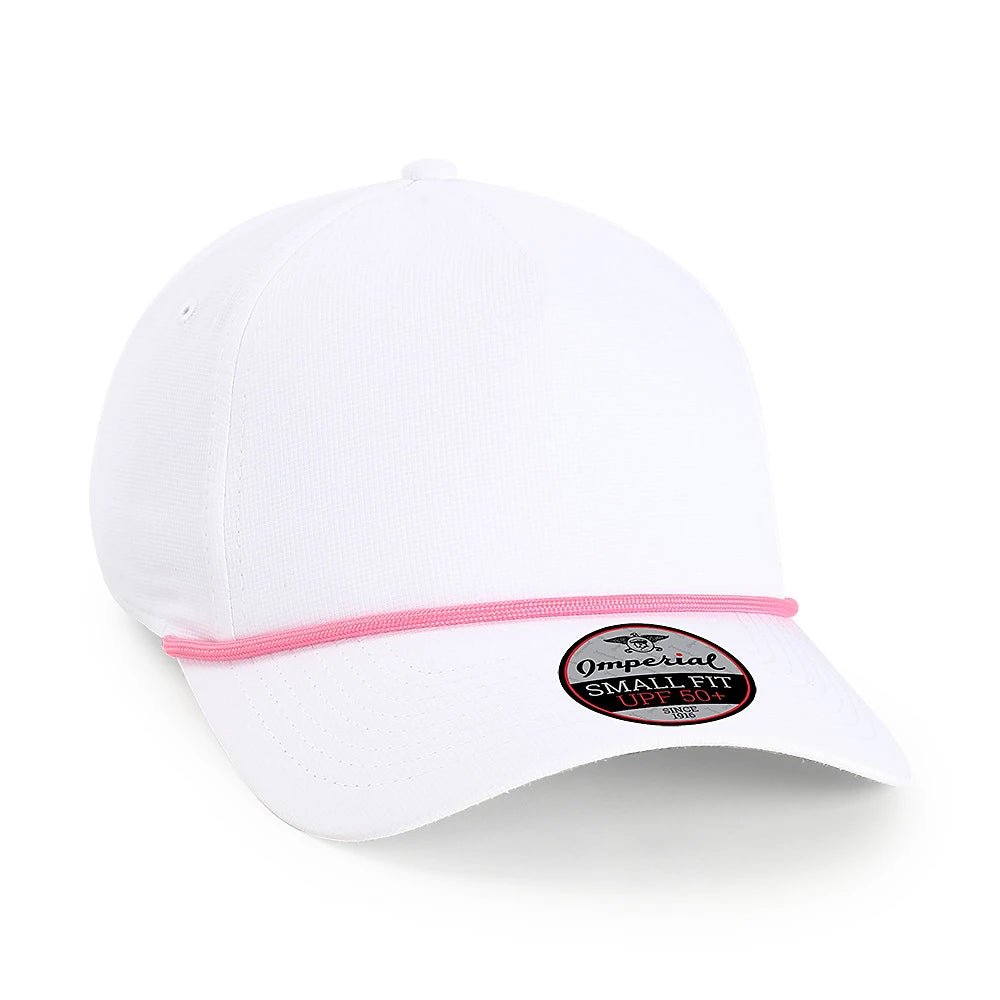 Custom Imperial L5059 The Corral Cap | 5 Panel Fit Rope Hat - White/ Hot Pink - The Luua Company