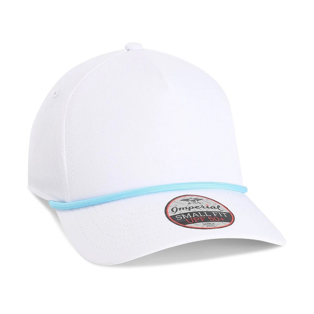 Custom Imperial L5059 The Corral Cap | 5 Panel Fit Rope Hat - White/ Light Blue - The Luua Company