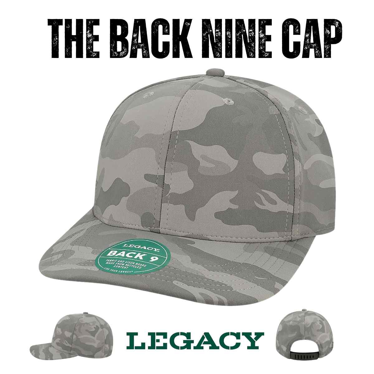 Custom Legacy B9A Back Nine Cap | Structured Adjustable Golf Hat - Black - The Luua Company