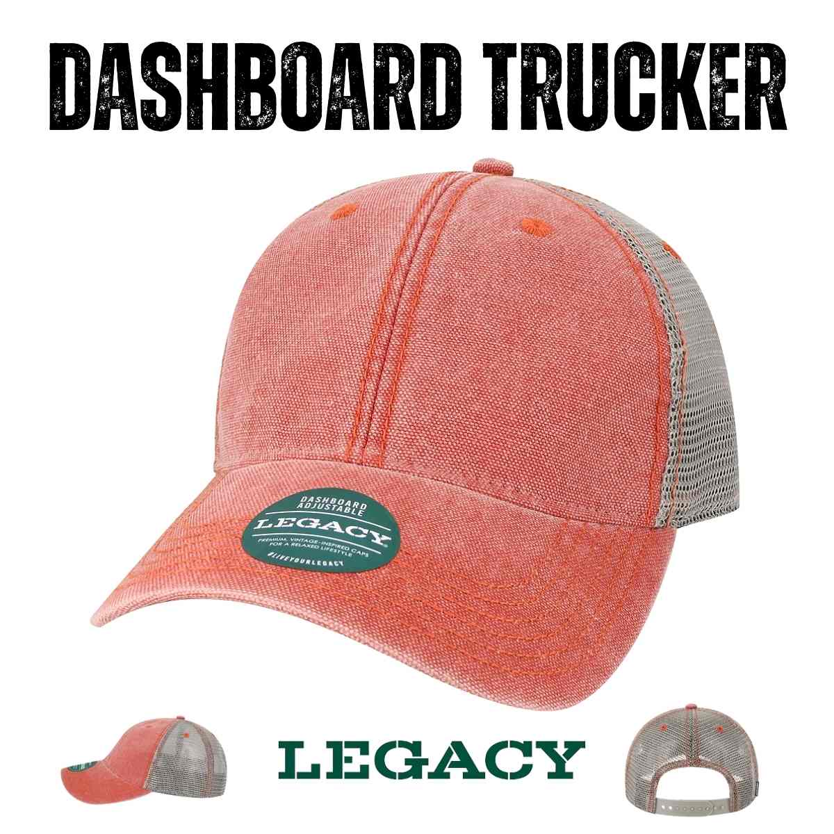 Custom Legacy DTA "Dashboard" Trucker Cap | Unstructured Low - Profile Vintage Hat - Black - The Luua Company