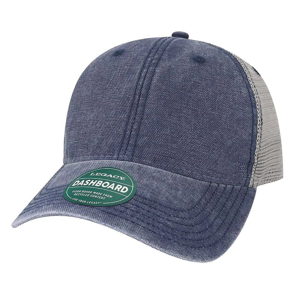 Custom Legacy DTA "Dashboard" Trucker Cap | Unstructured Low - Profile Vintage Hat - Navy/ Grey - The Luua Company