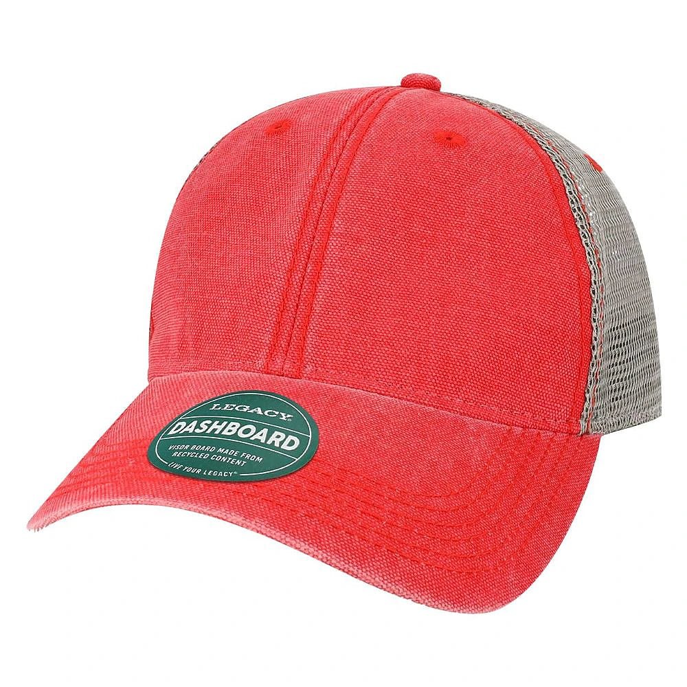 Custom Legacy DTA "Dashboard" Trucker Cap | Unstructured Low - Profile Vintage Hat - Scarlet Red/ Grey - The Luua Company