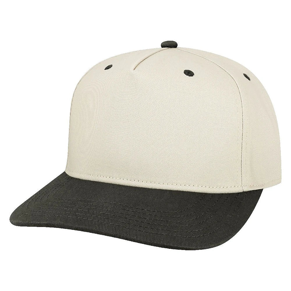 Custom Legacy HTA Heritage Twill Cap | Heavyweight Structured 5 - Panel Hat - Stone/ Black - The Luua Company