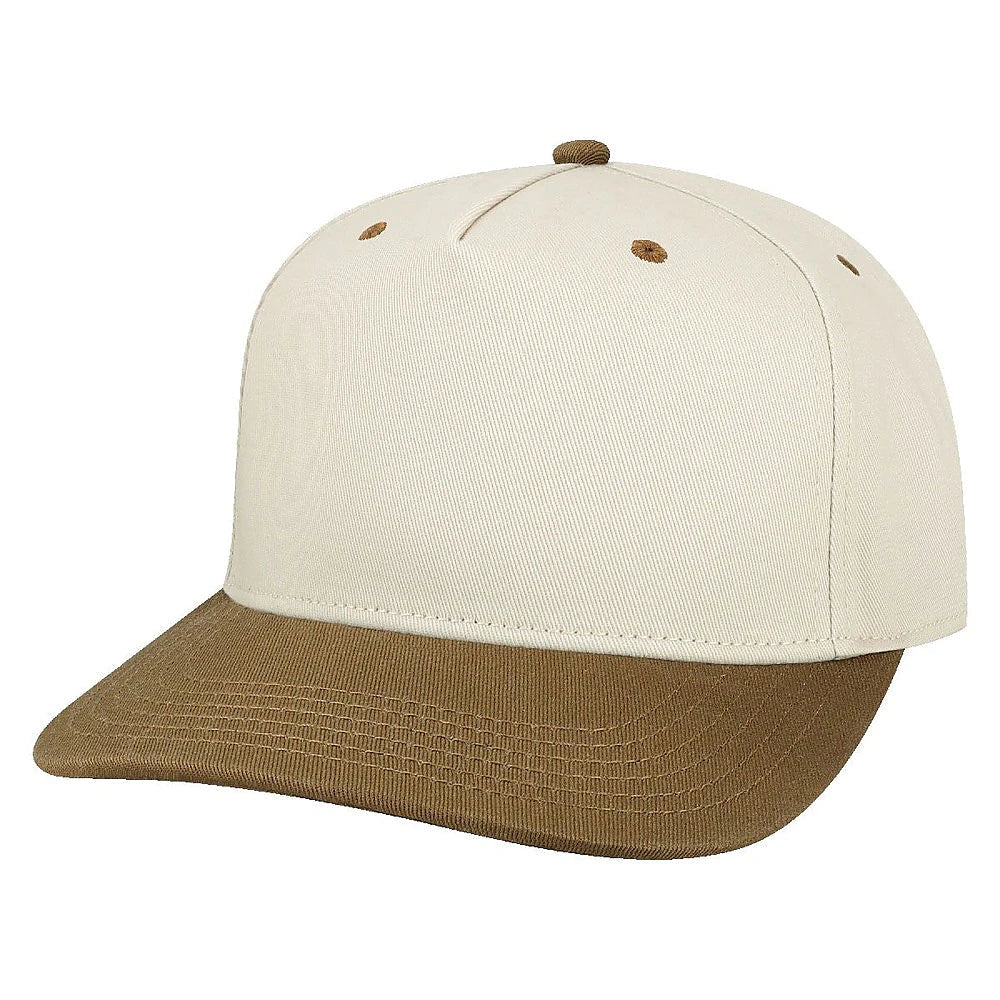 Custom Legacy HTA Heritage Twill Cap | Heavyweight Structured 5 - Panel Hat - Stone/ Brown - The Luua Company