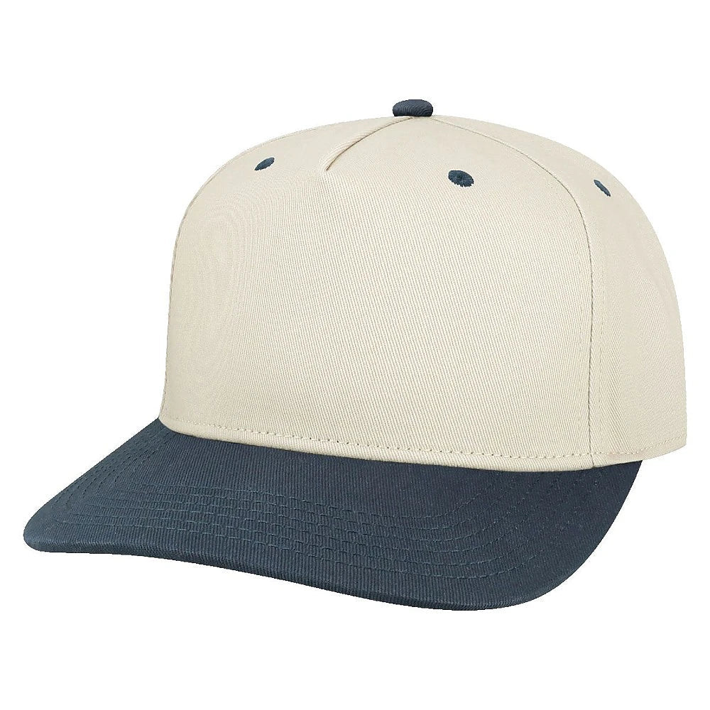 Custom Legacy HTA Heritage Twill Cap | Heavyweight Structured 5 - Panel Hat - Stone/ Navy - The Luua Company