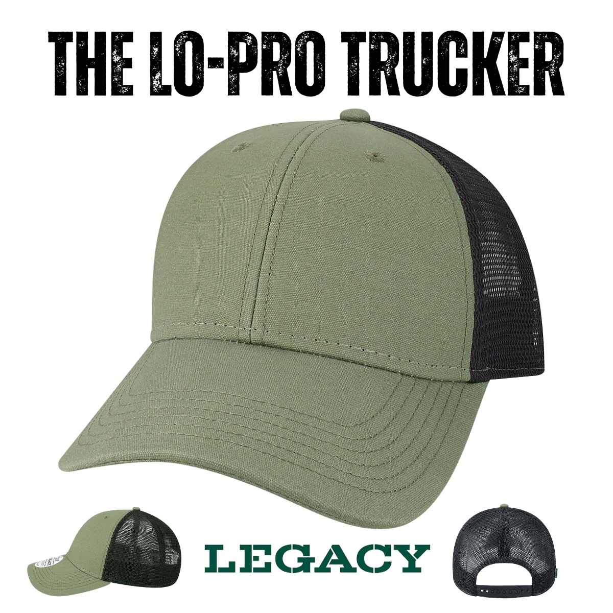 Custom Legacy LPS Lo - Pro Snapback Trucker Cap | Structured 6 - Panel - Black/ Black - The Luua Company