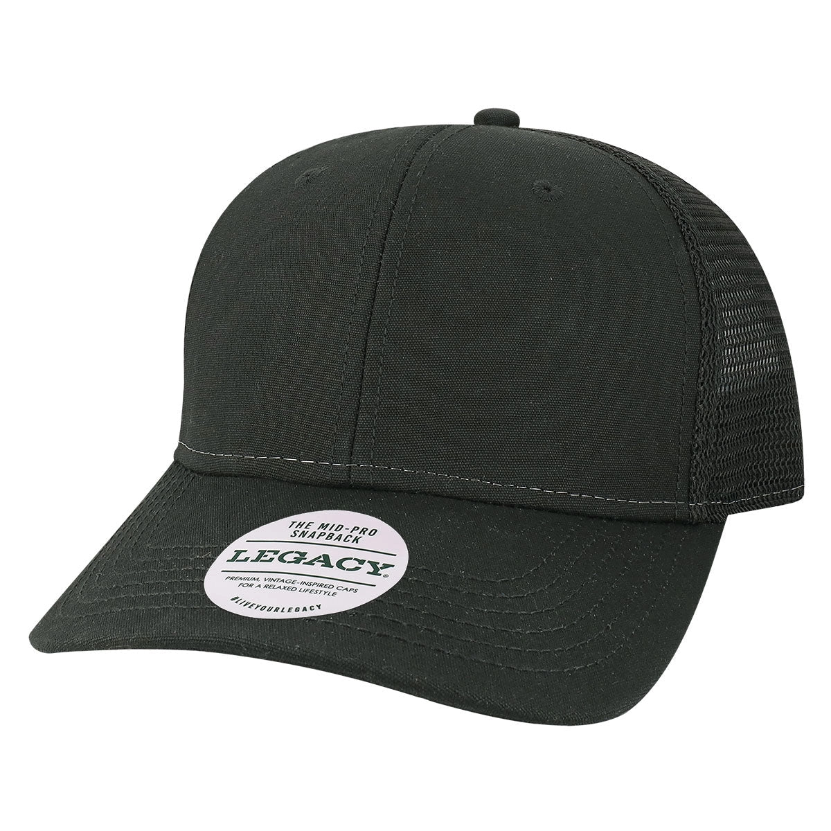 Custom Legacy MPS Mid-Pro Snapback Trucker | Structured 6-Panel Mesh Back Hat - Black/ Black
