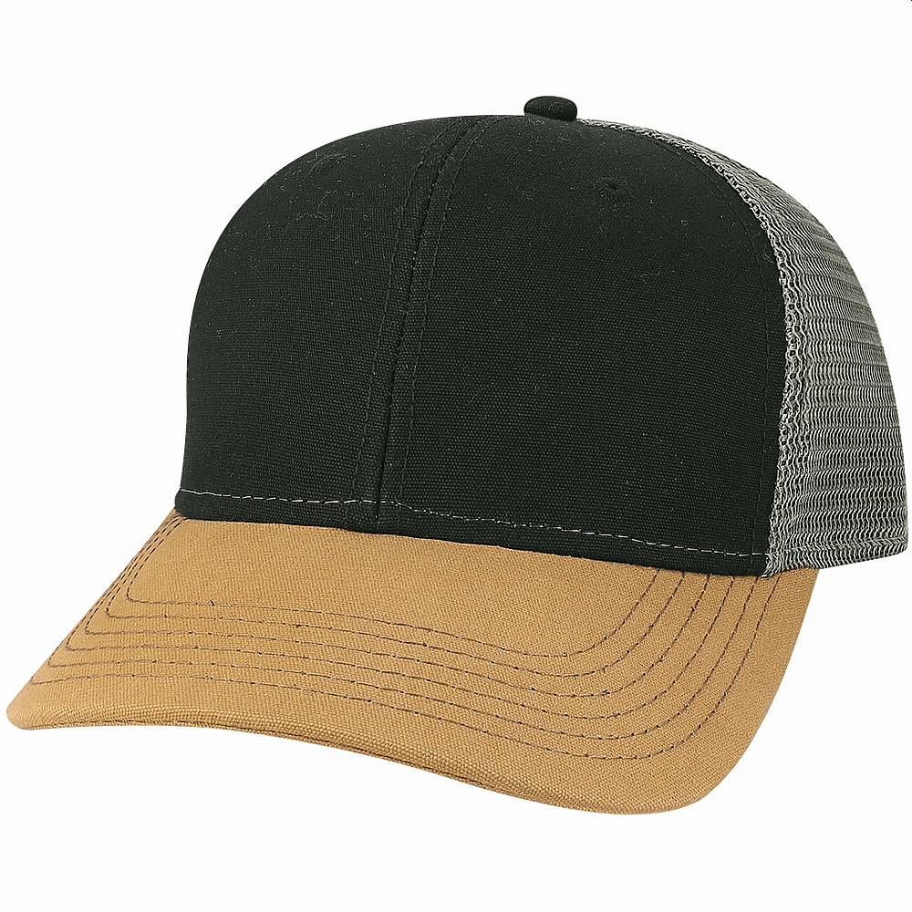 Custom Legacy MPS Mid-Pro Snapback Trucker | Structured 6-Panel Mesh Back Hat - Black/ Caramel/ Dark Grey