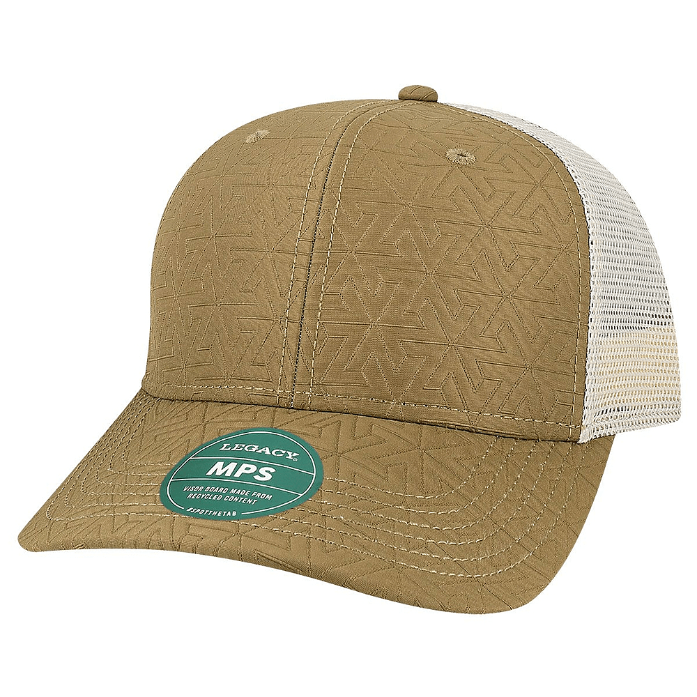 Custom Legacy MPS Mid-Pro Snapback Trucker | Structured 6-Panel Mesh Back Hat - Brown Z - Quilted