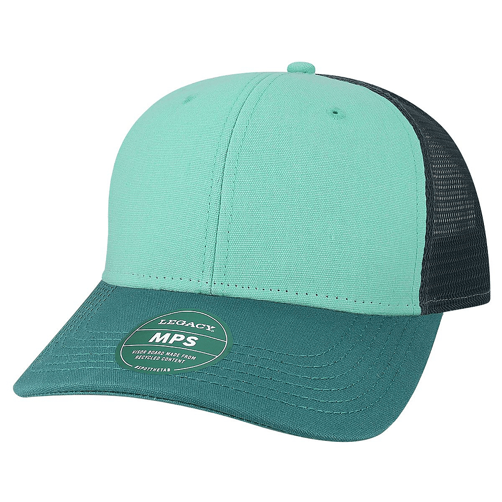 Custom Legacy MPS Mid-Pro Snapback Trucker | Structured 6-Panel Mesh Back Hat - Mint/ Marine/ Navy