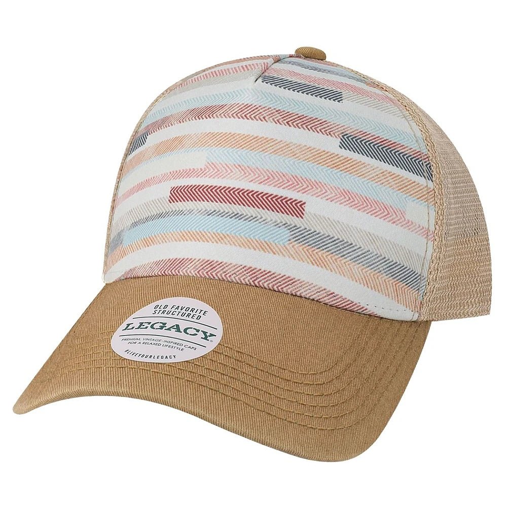 Custom Legacy OFAFP Old Favorite 5 - Panel Trucker | Structured Hat - Fabric Stripes - The Luua Company