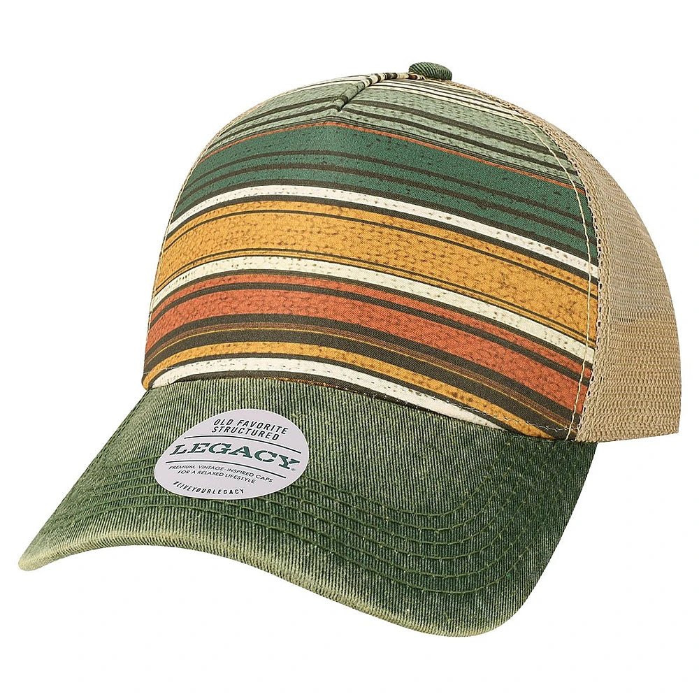 Custom Legacy OFAFP Old Favorite 5 - Panel Trucker | Structured Hat - Green Stripe - The Luua Company