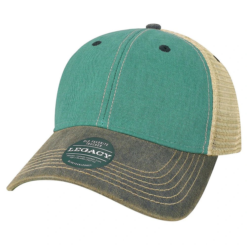 Custom Legacy Old Favorite Trucker OFA | Vintage Trucker Hat - Aqua Blue/ Navy - The Luua Company