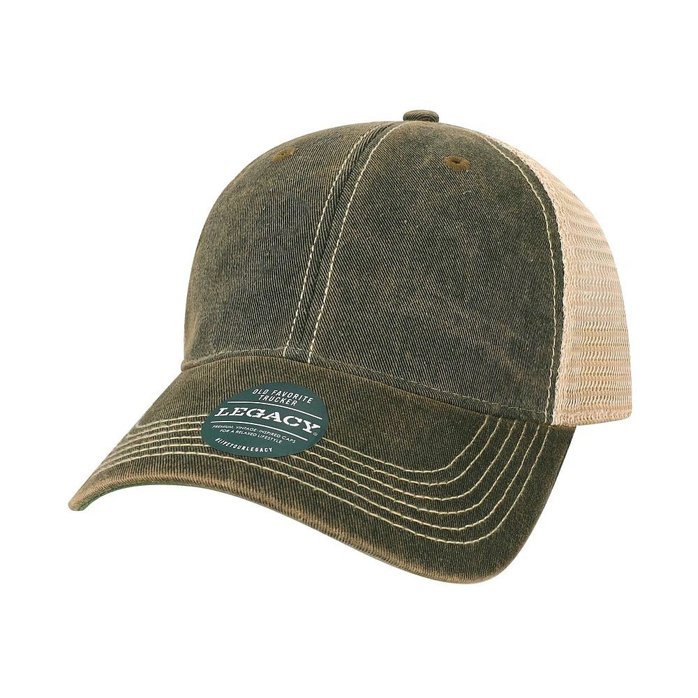 Custom Legacy Old Favorite Trucker OFA | Vintage Trucker Hat - Black/ Khaki - The Luua Company
