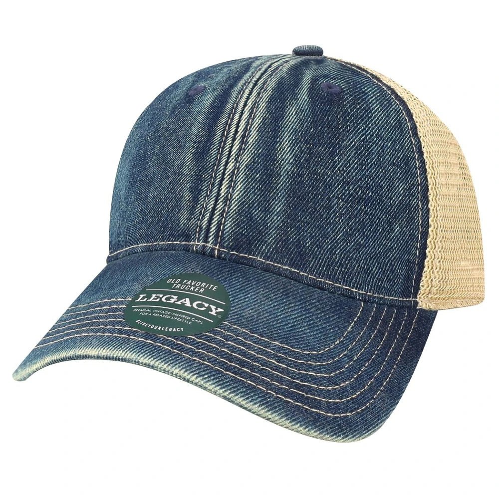 Custom Legacy Old Favorite Trucker OFA | Vintage Trucker Hat - Blue Denim/ Khaki - The Luua Company