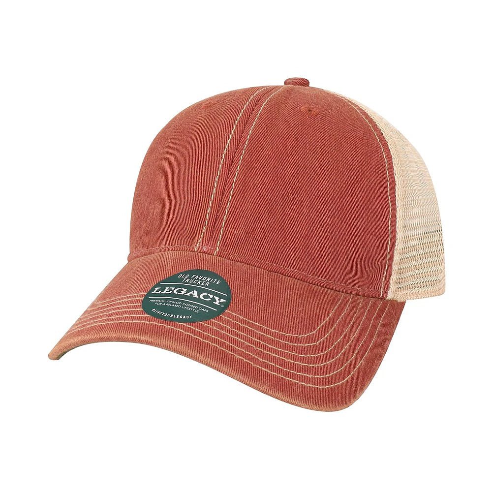 Custom Legacy Old Favorite Trucker OFA | Vintage Trucker Hat - Cardinal/ Khaki - The Luua Company