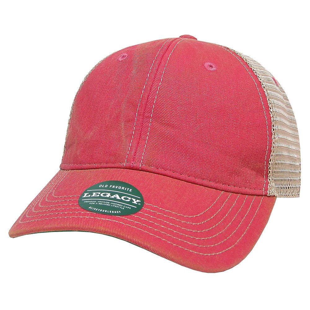 Custom Legacy Old Favorite Trucker OFA | Vintage Trucker Hat - Dark Pink/ Khaki - The Luua Company