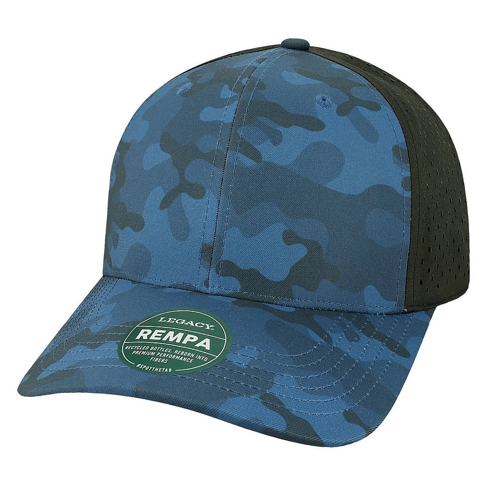 Custom Legacy REMPA Reclaim Cap | Sustainable Mid - Pro Hat - Blue Camo/ Black - The Luua Company