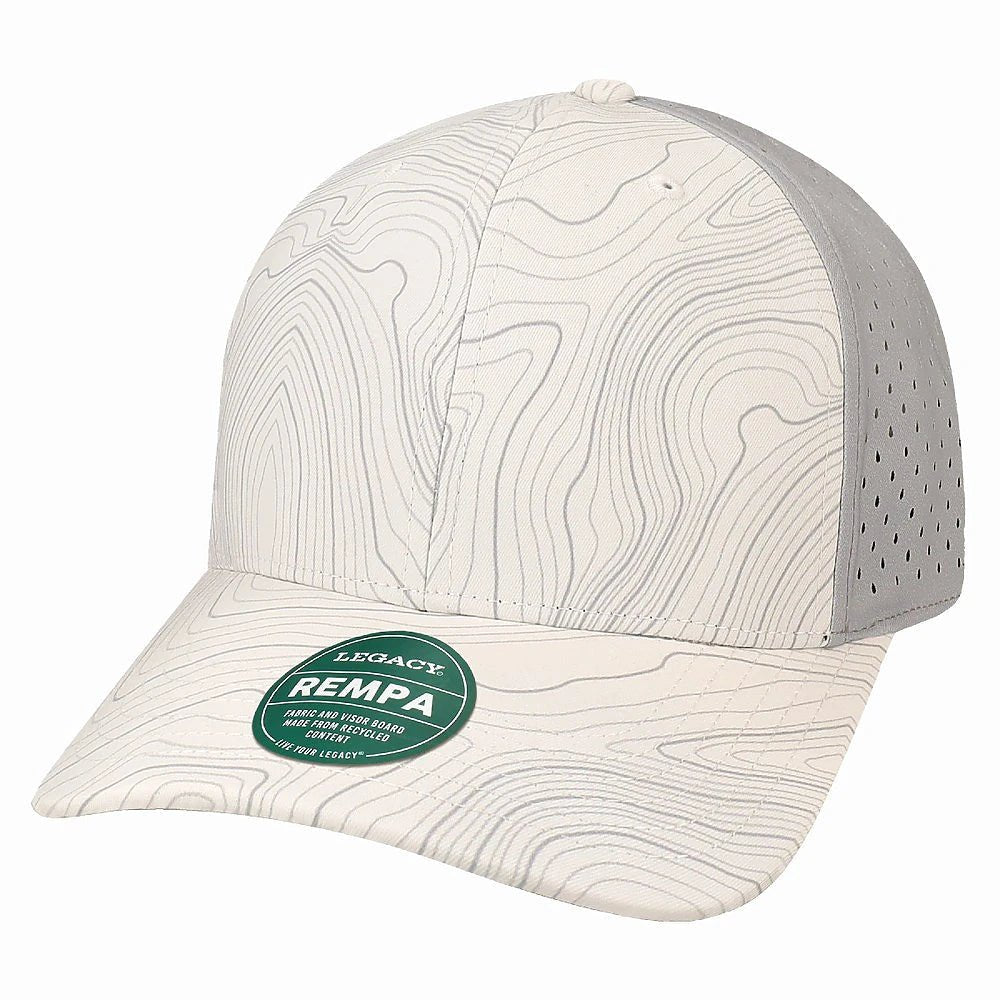 Custom Legacy REMPA Reclaim Cap | Sustainable Mid - Pro Hat - White Grey Topo - The Luua Company