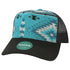 Custom Legacy Roadie 5 - Panel Trucker | Structured Seamless Hat - Aqua Aztec/ Black - The Luua Company