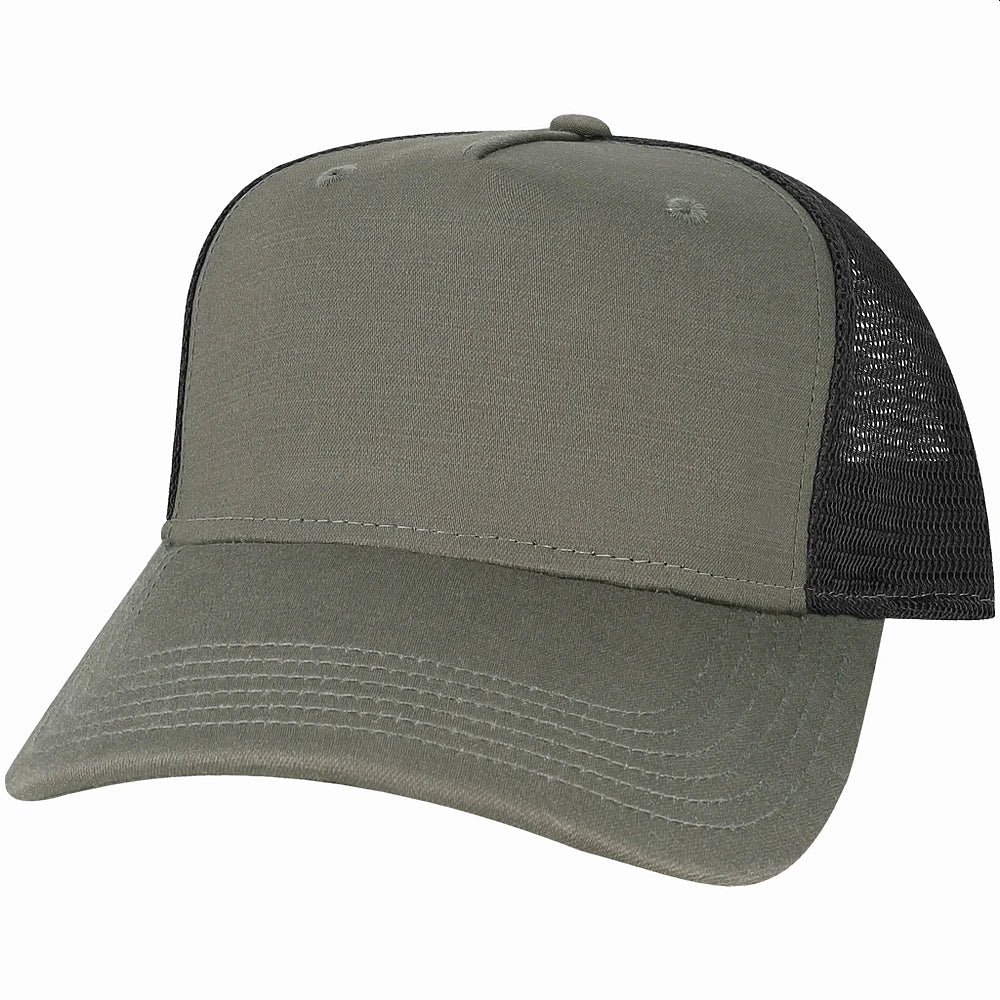 Custom Legacy Roadie 5 - Panel Trucker | Structured Seamless Hat - Charcoal Slub/ Black - The Luua Company