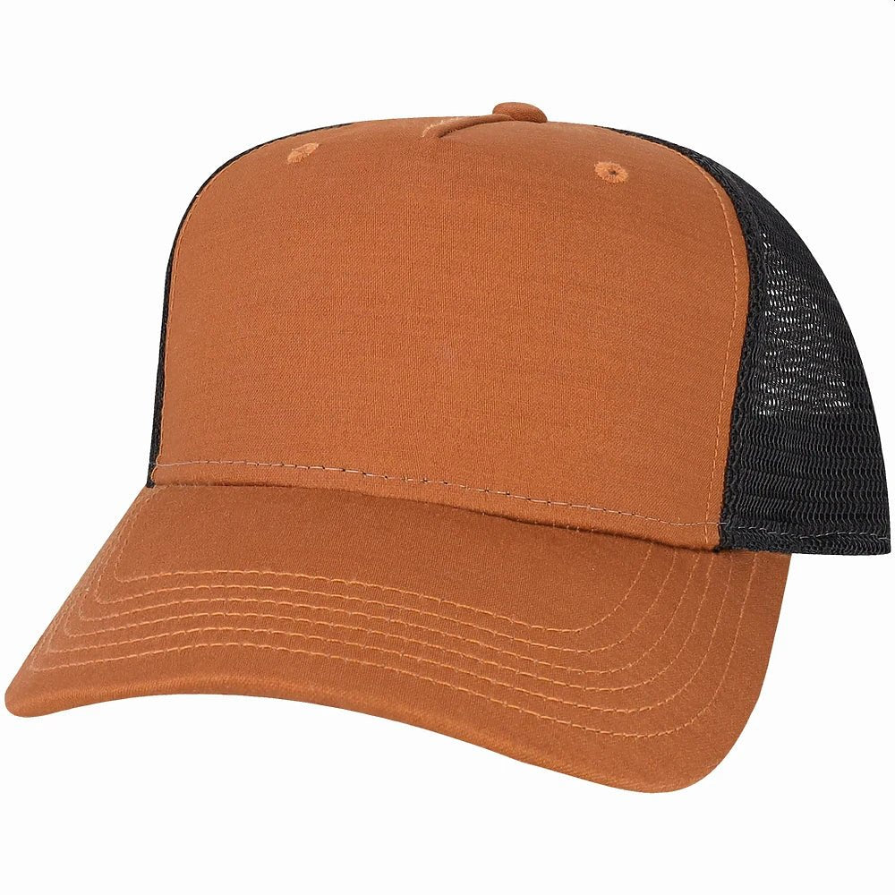 Custom Legacy Roadie 5 - Panel Trucker | Structured Seamless Hat - Copper Slub/ Black - The Luua Company