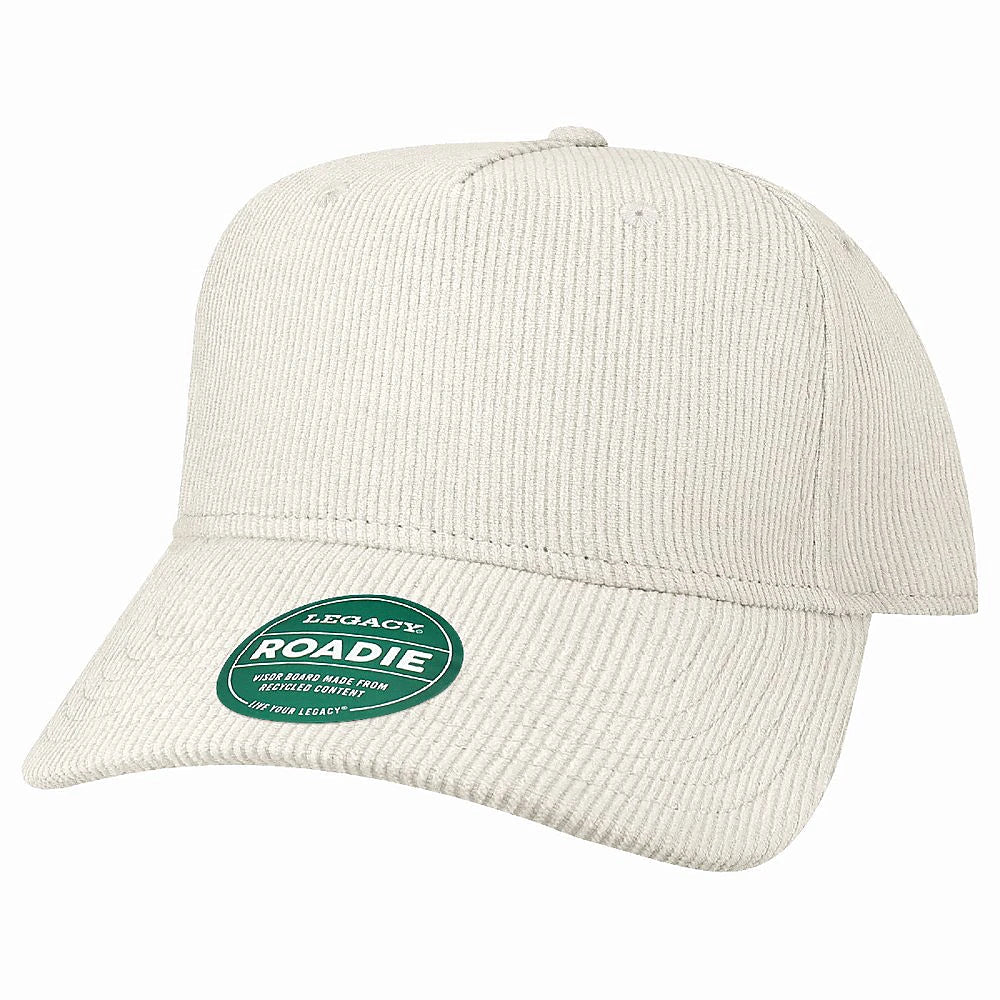 Custom Legacy Roadie 5 - Panel Trucker | Structured Seamless Hat - Ivory Corduroy - The Luua Company