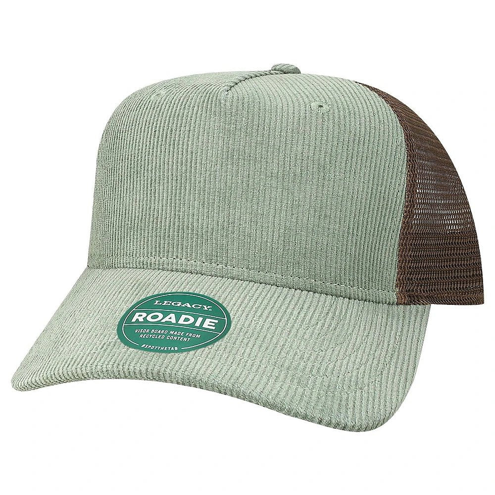 Custom Legacy Roadie 5 - Panel Trucker | Structured Seamless Hat - Sawgrass Corduroy/ Brown - The Luua Company