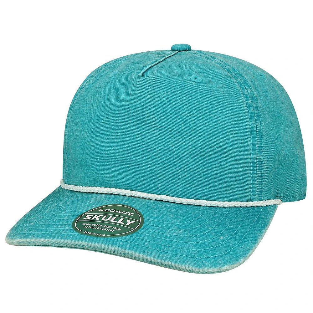 Custom Legacy SKULLY Cap | Vintage 5 - Panel Rope Hat - Aqua - The Luua Company