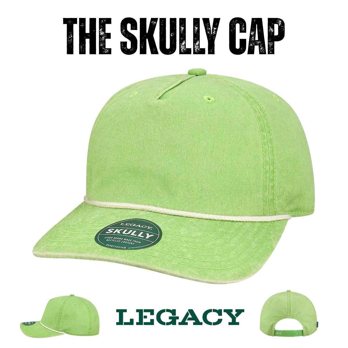 Custom Legacy SKULLY Cap | Vintage 5 - Panel Rope Hat - Aqua - The Luua Company