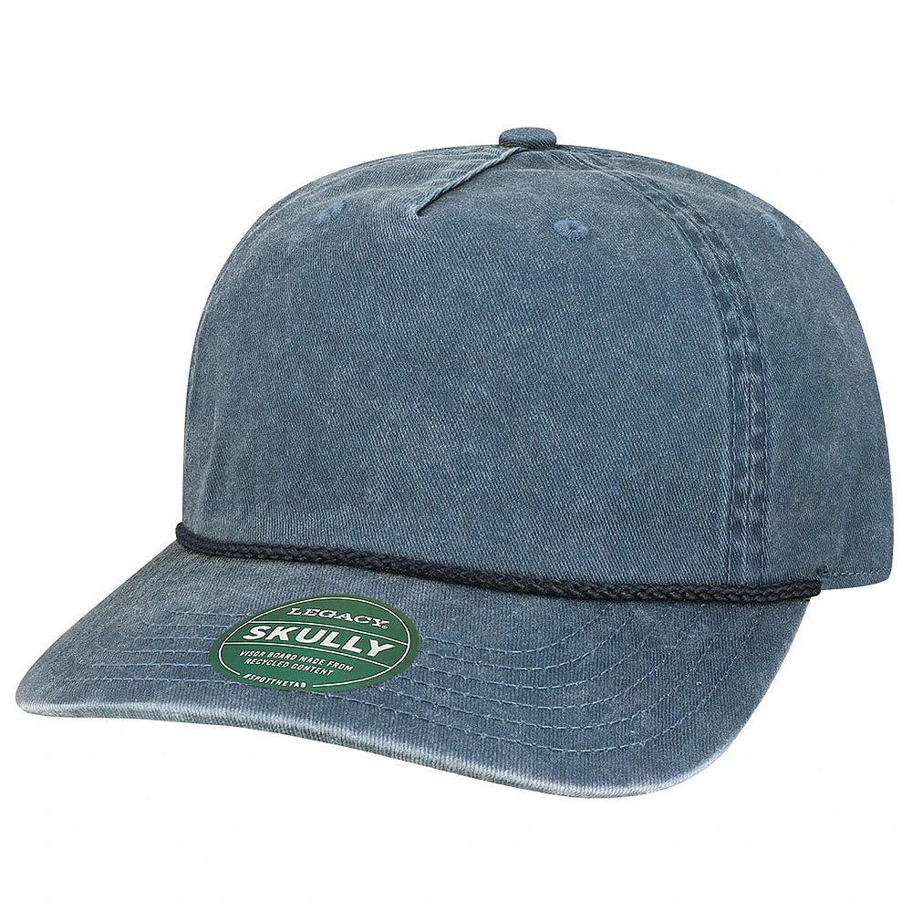 Custom Legacy SKULLY Cap | Vintage 5 - Panel Rope Hat - Navy - The Luua Company