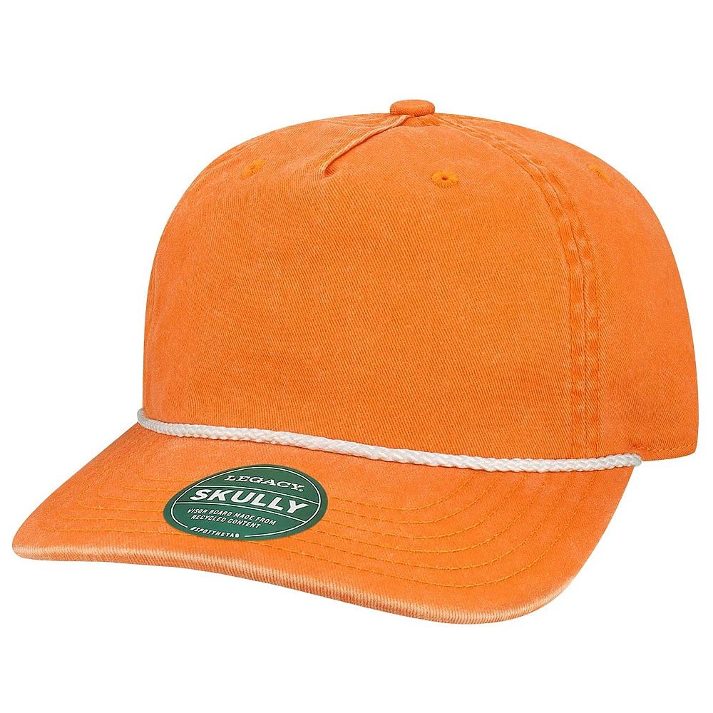 Custom Legacy SKULLY Cap | Vintage 5 - Panel Rope Hat - Tangerine Orange - The Luua Company