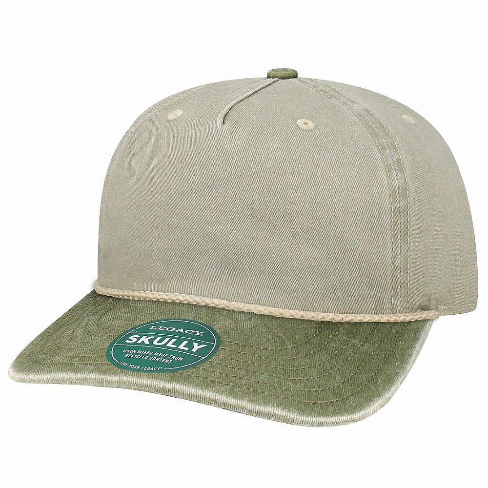 Custom Legacy SKULLY Cap | Vintage 5 - Panel Rope Hat - White - The Luua Company