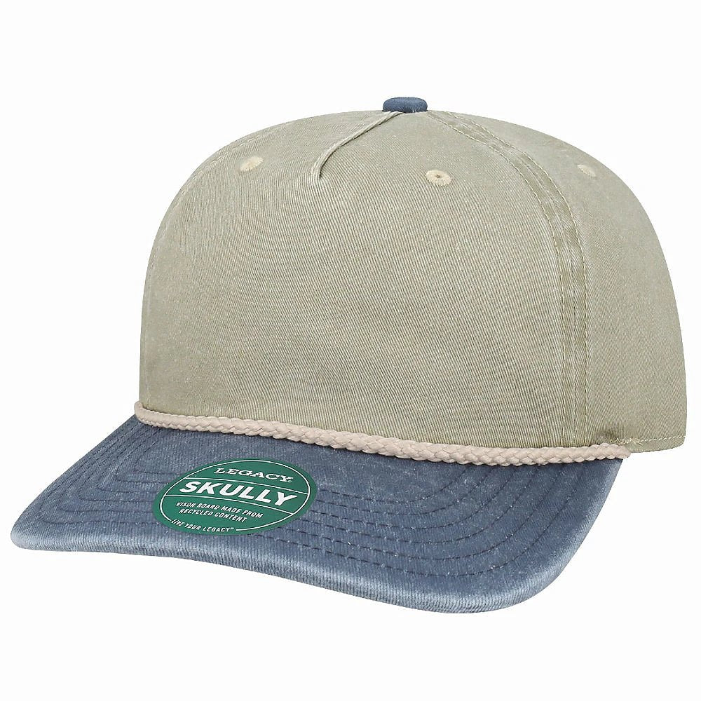 Custom Legacy SKULLY Cap | Vintage 5 - Panel Rope Hat - White - The Luua Company