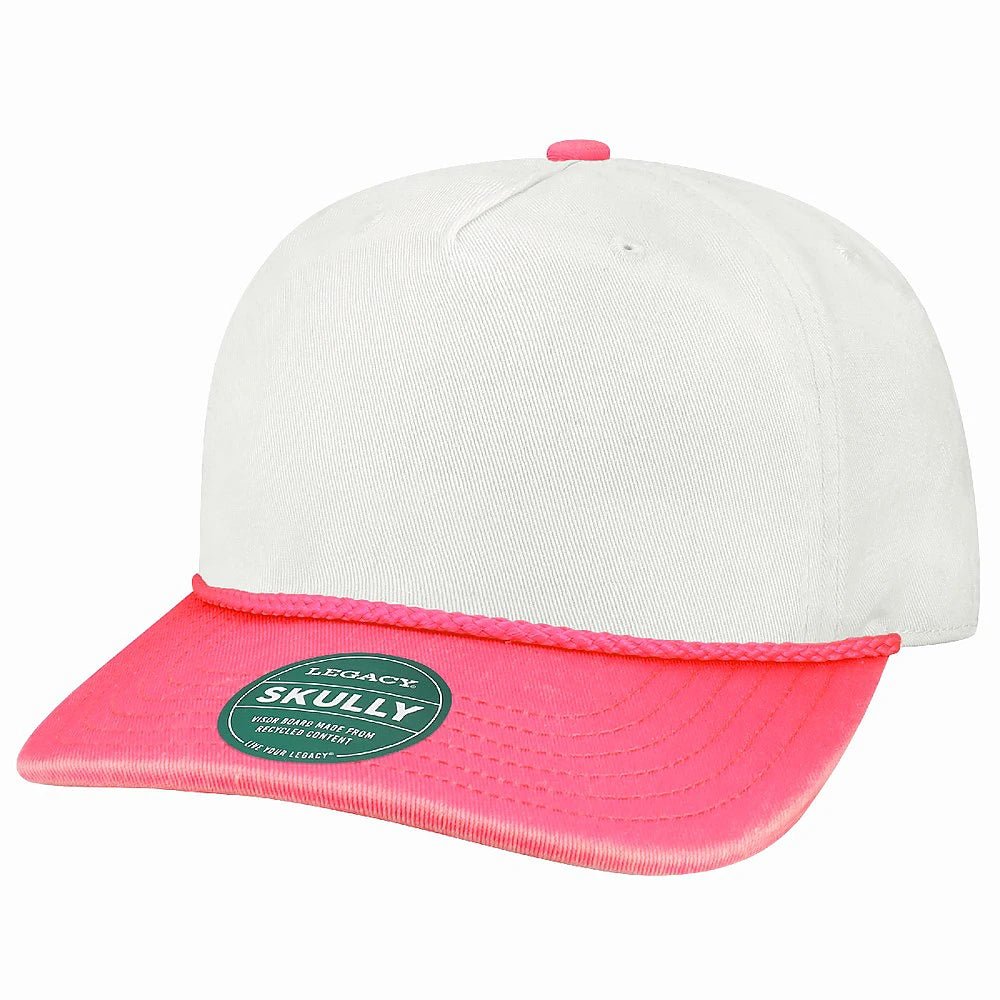 Custom Legacy SKULLY Cap | Vintage 5 - Panel Rope Hat - White - The Luua Company