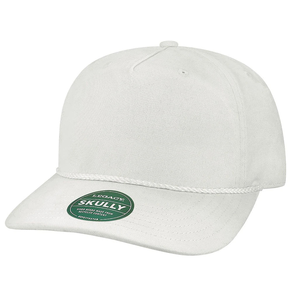 Custom Legacy SKULLY Cap | Vintage 5 - Panel Rope Hat - White - The Luua Company