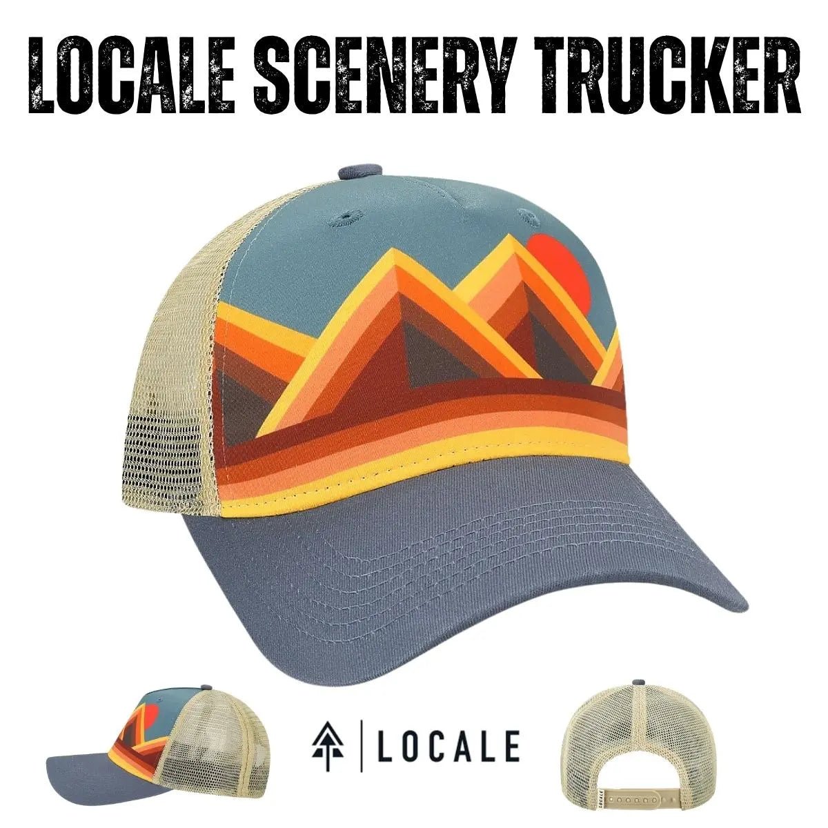 Custom Locale 5PTKR Trucker Cap – Sublimated Landscape 5 - Panel Hat - Chairlift/ Black - The Luua Company