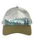 Custom Locale 5PTKR Trucker Cap – Sublimated Landscape 5 - Panel Hat - Denali Olive Green/ Grey - The Luua Company