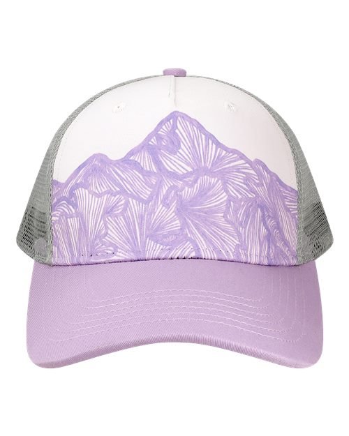 Custom Locale 5PTKR Trucker Cap – Sublimated Landscape 5 - Panel Hat - Purple Ranges/ Lavendar Sophia G - The Luua Company