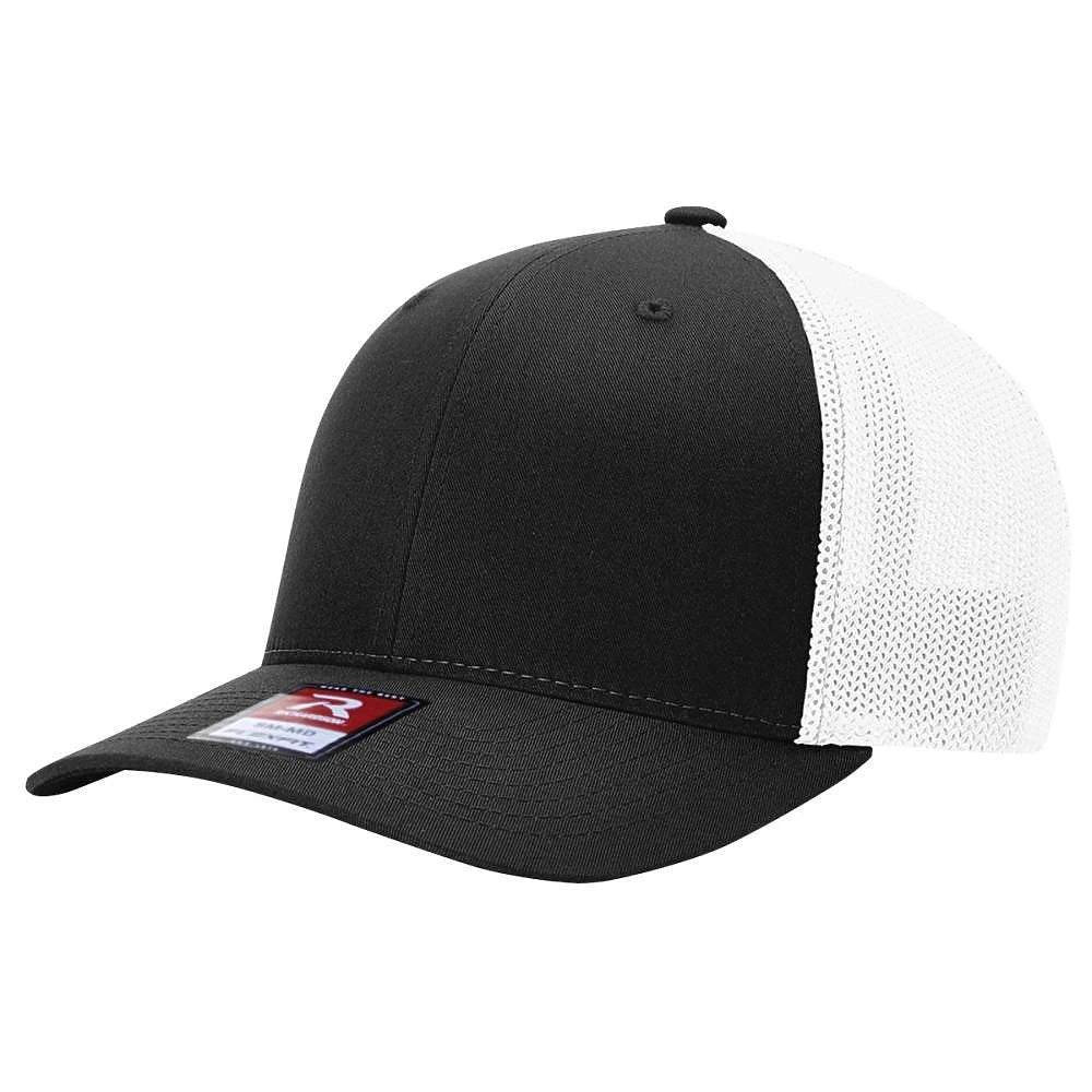 Custom Richardson 110 R - Flex Trucker Hat | Stretch - Fit Mesh Cap - Black/ White - The Luua Company