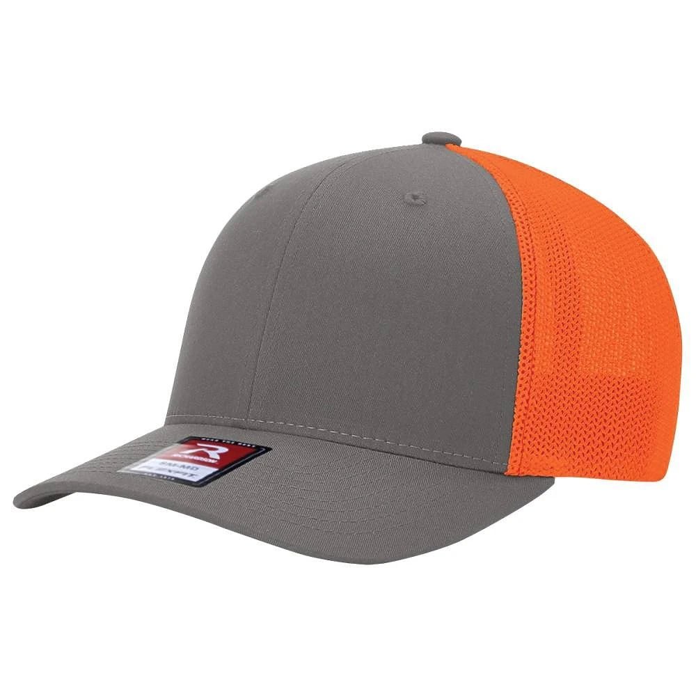 Custom Richardson 110 R - Flex Trucker Hat | Stretch - Fit Mesh Cap - Charcoal/ Neon Orange - The Luua Company
