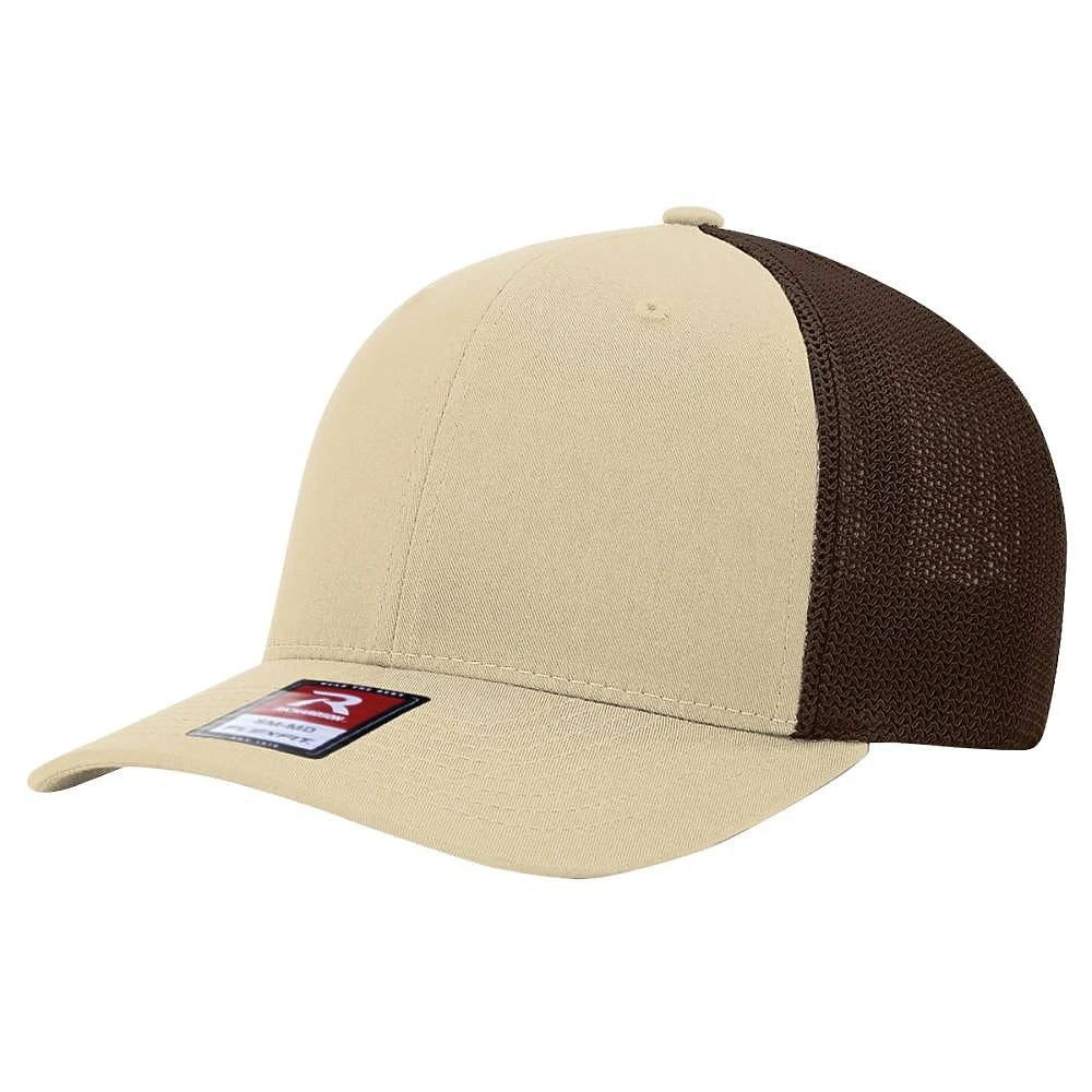 Custom Richardson 110 R - Flex Trucker Hat | Stretch - Fit Mesh Cap - Khaki/ Coffee - The Luua Company