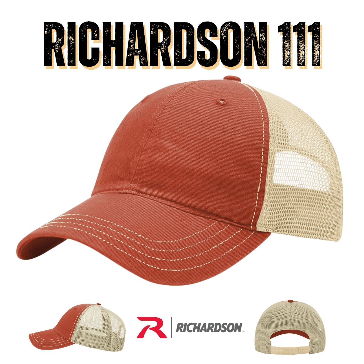 Custom Richardson 111 | Garment Washed | Leather Patch Hats - Black - The Luua Company