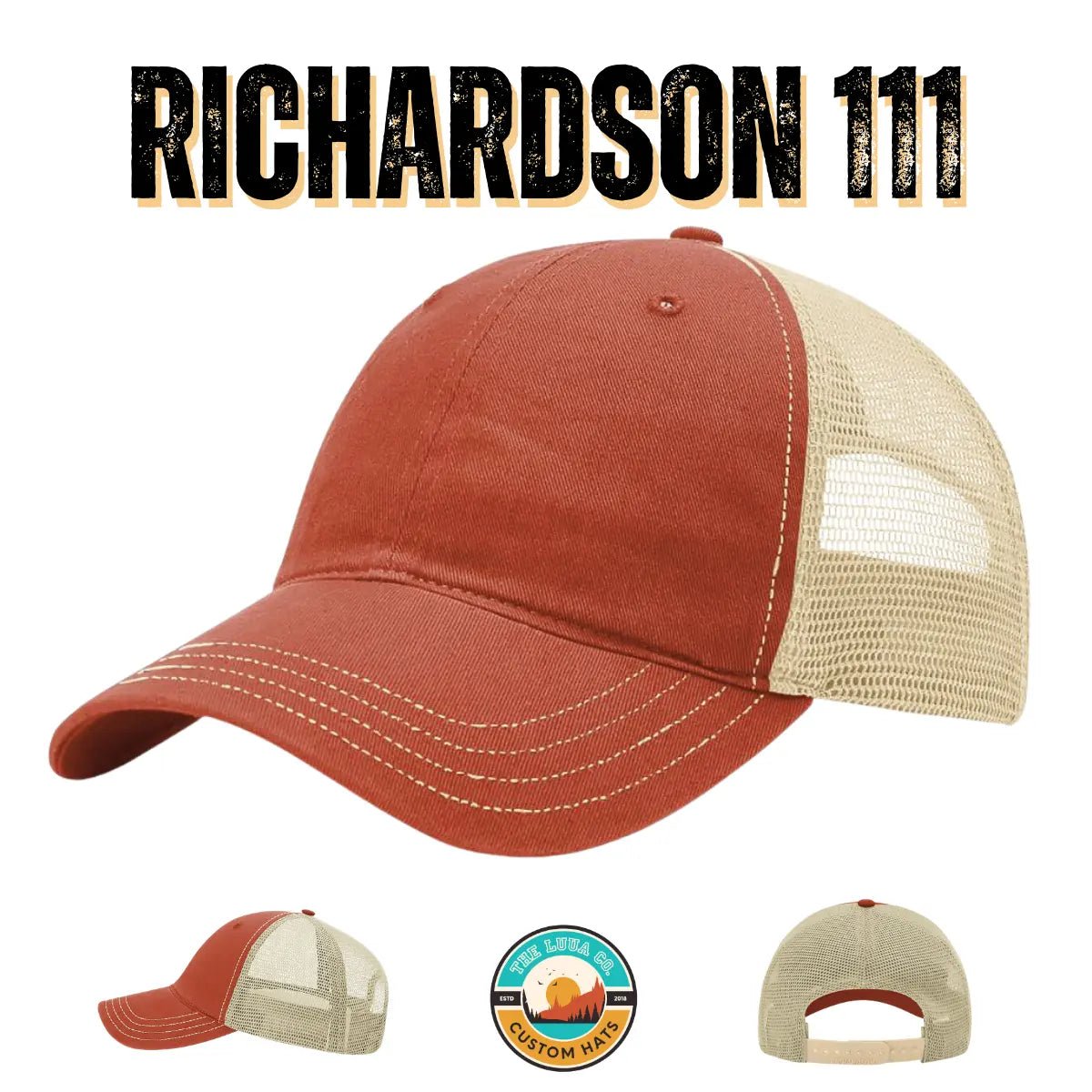 Custom Richardson 111 | Garment Washed | Leather Patch Hats - The Luua Company