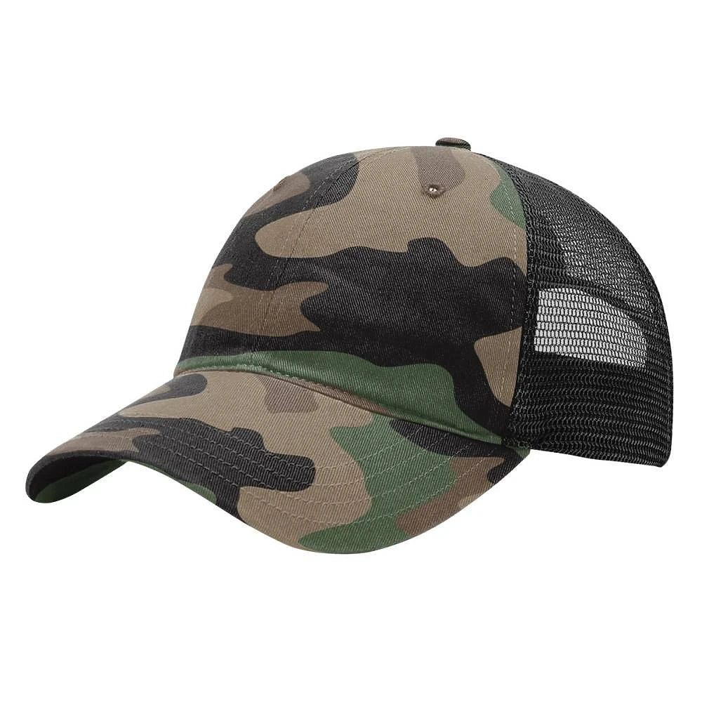 Custom Richardson 111P | Garment Washed Trucker Hat - Green Camo/ Black - The Luua Company