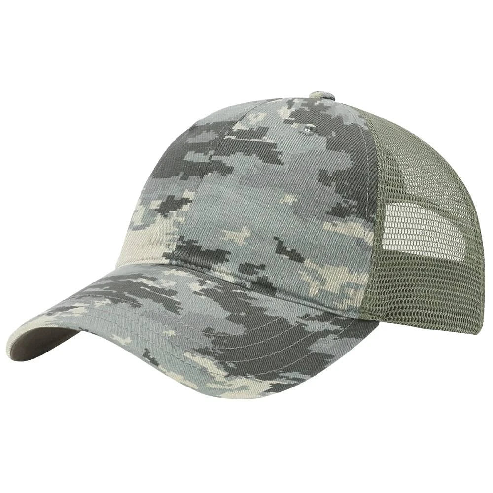 Custom Richardson 111P | Garment Washed Trucker Hat - Military Digital Camo/ Light Green - The Luua Company