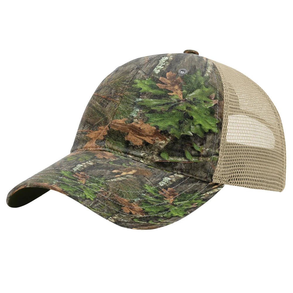 Custom Richardson 111P | Garment Washed Trucker Hat - Mossy Oak Obsession/ Khaki - The Luua Company